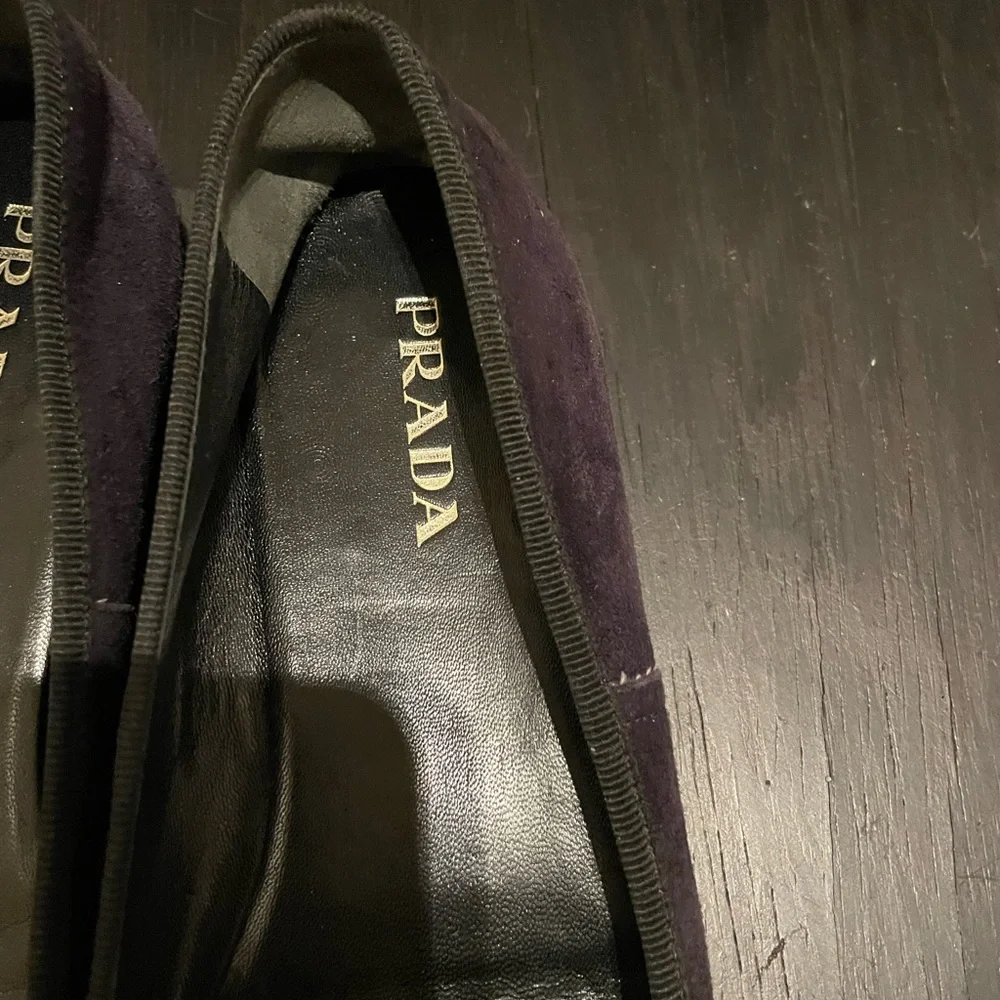 Prada Navy Suede Flats Sz 37 - Picture 5 of 6